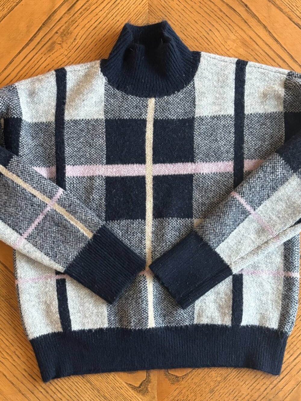 Marled by Reunited Clothing Navy Plaid Mock Neck Sweater Women's XS